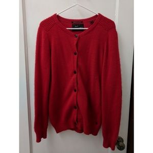 Maison Scotch Red Cardigan with Elbow Patches